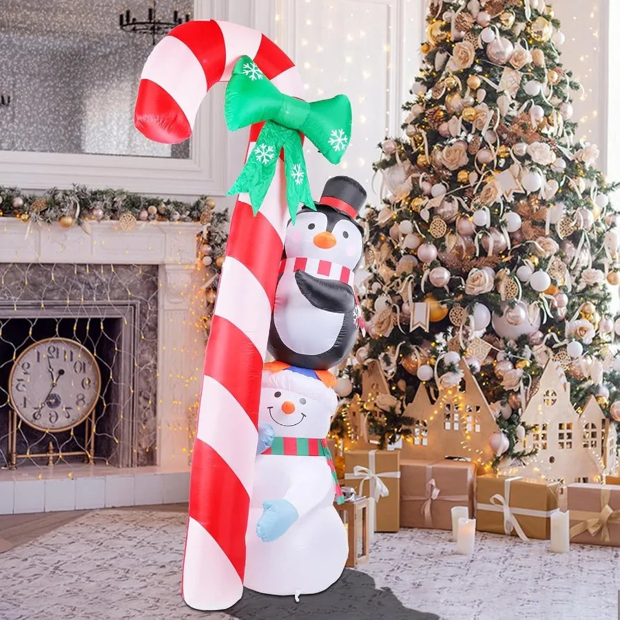 8.6 FT Christmas Inflatable Decorations with Builtin Bright LED Lights for Outdoor Holiday Yard Garden and Lawn Use Featuring L