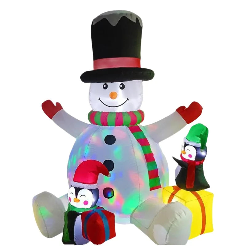 Christmas Inflatable Snowman Penguin Stacked Arhat with LED Lights Outdoor Party Christmas Decoration Garden Yard Props for Lawn