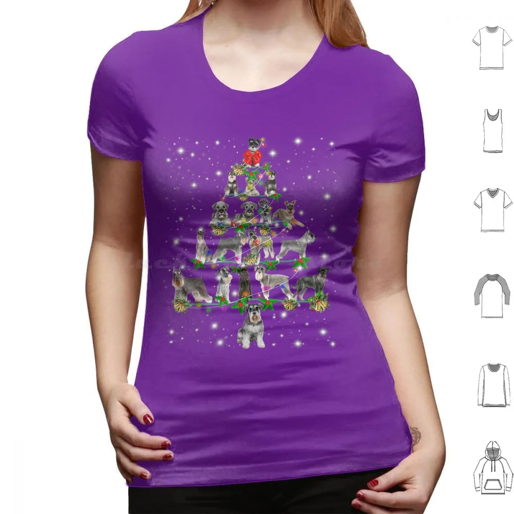 Schnauzer Christmas Tree Lights Funny Lover Dog T Shirt 6xl Cotton Cool Tee Christmas Xmas Funny Christmas Funny Xmas Christmas