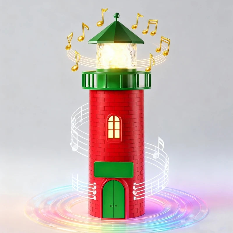 Christmas Music Lighthouse with LED Lights and Festival Melodies for Holiday Homes Decorations Desktop Ornament 87HA
