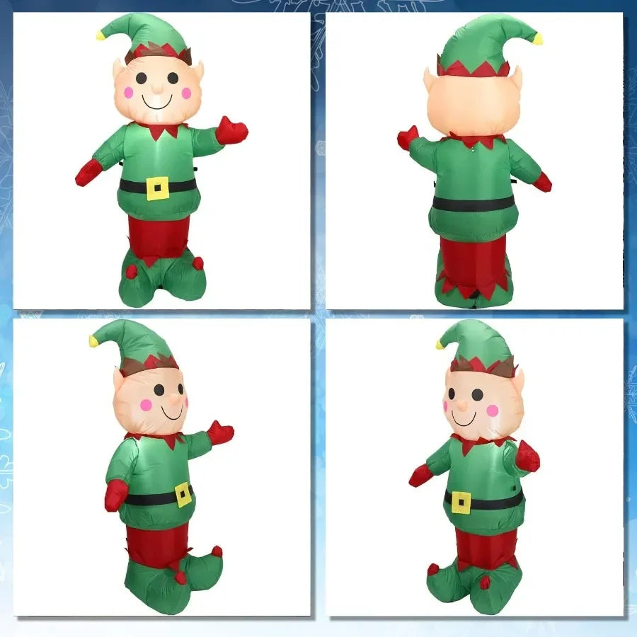 5FT H Christmas Inflatable Christmas Elf Boy with Builtin LED Lights for Outdoor and Indoor Holiday Decorations Large Party Yar