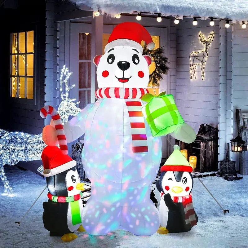Pinata Christmas Decorations 6FT, Light Up Polar Bear Penguin with LED Lights, Blow Up Outdoor Yard Decor for Xmas Indoor