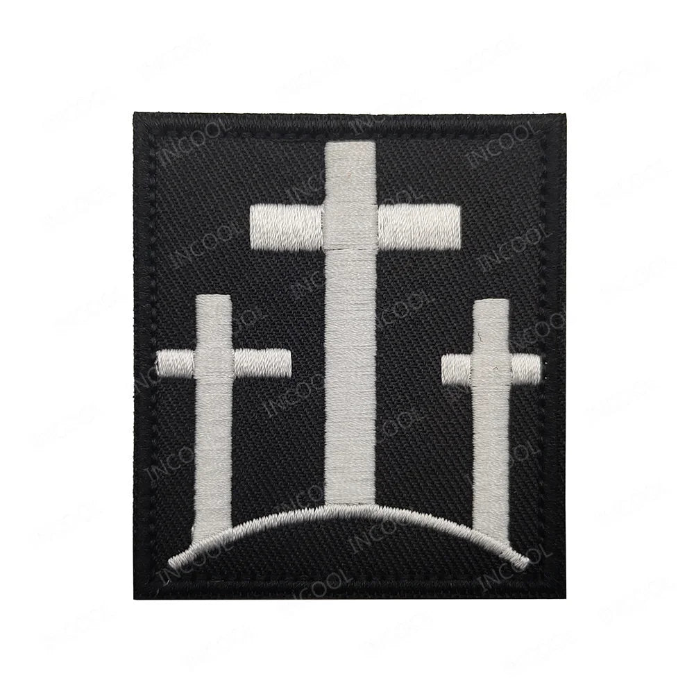 Jesus Fish Embroidered Patches God Christian Cross Sign Strip Embroidery Shoulder Appliqued Hook Loop Chevron For Clothing Cap
