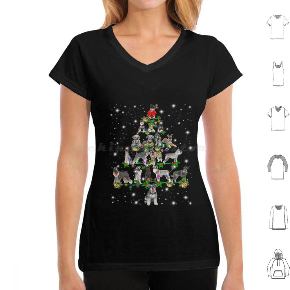 Schnauzer Christmas Tree Lights Funny Lover Dog T Shirt 6xl Cotton Cool Tee Christmas Xmas Funny Christmas Funny Xmas Christmas