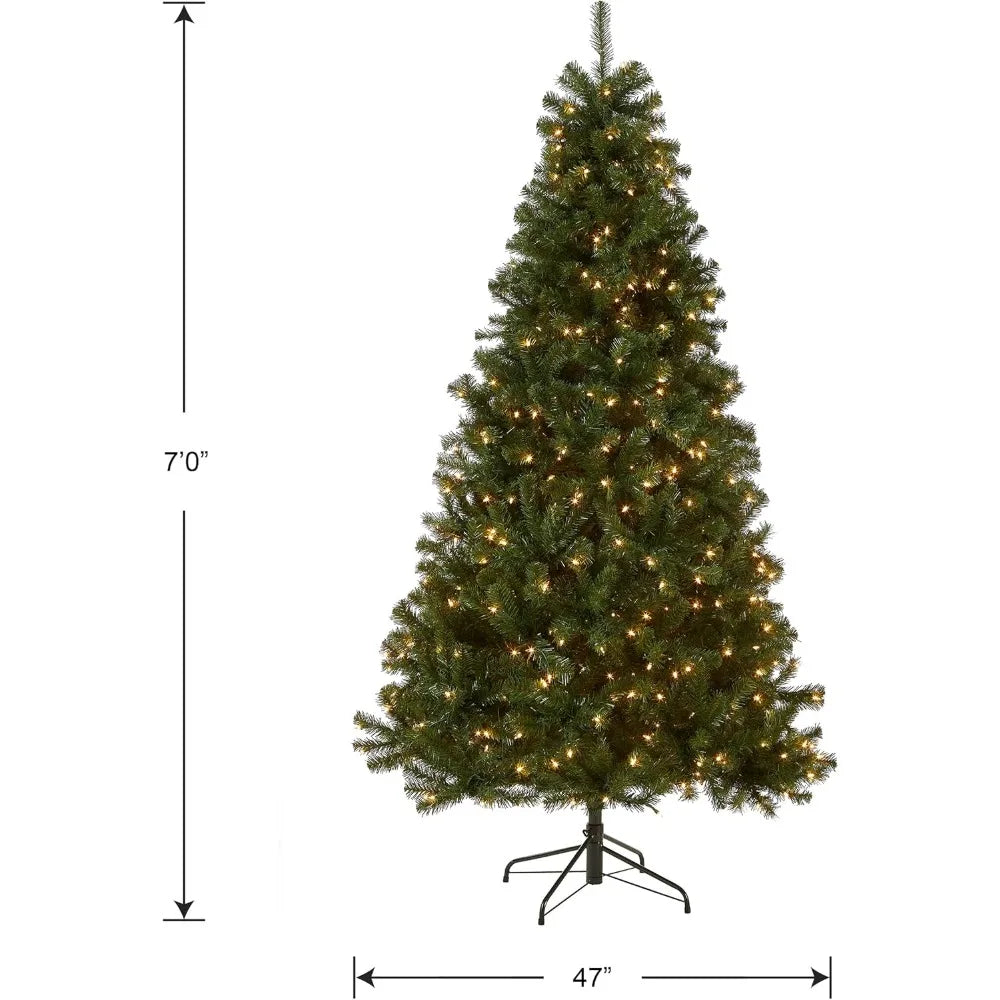 7-Foot North Valley Spruce Artificial Christmas Tree with Pre-Lit White Lights and Stand