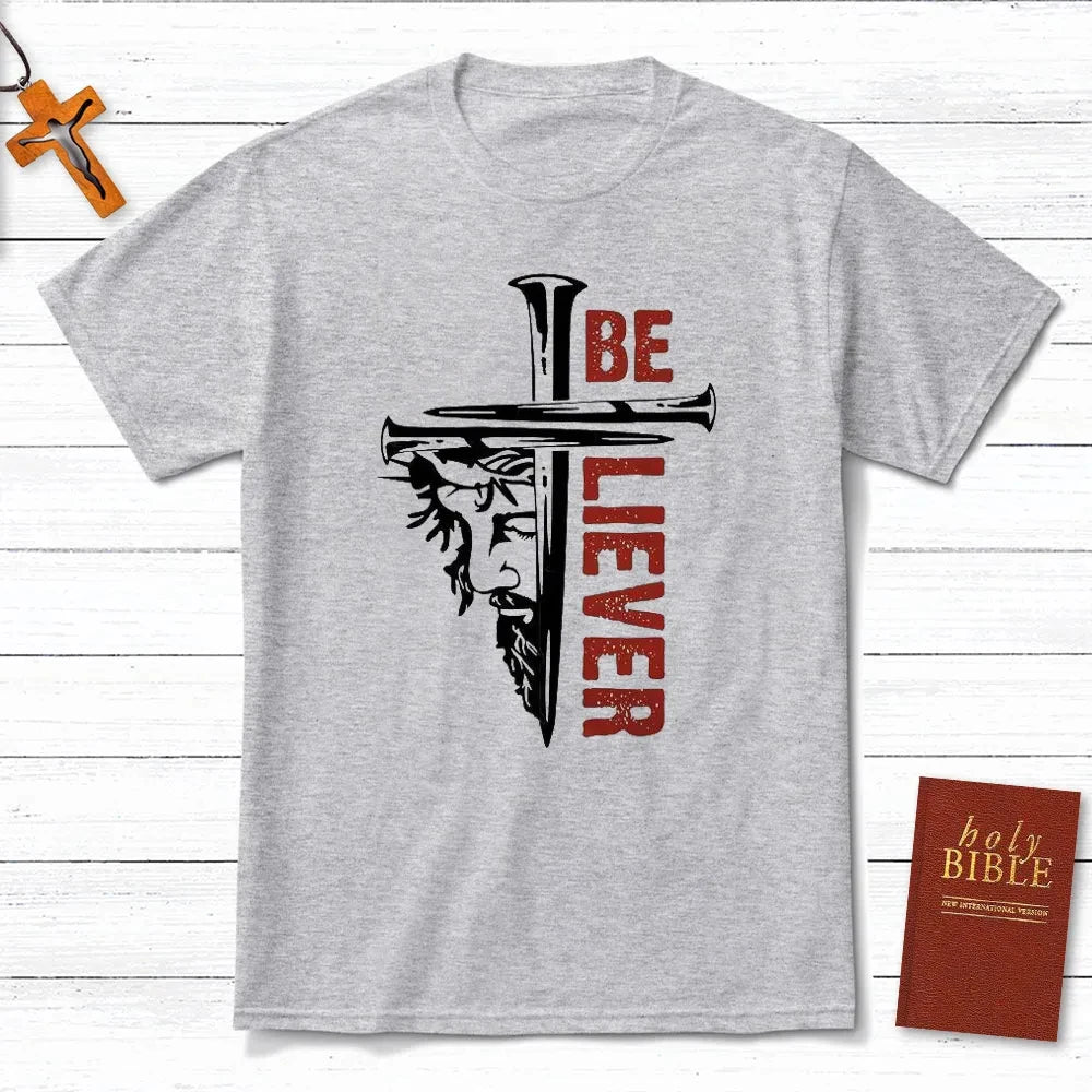 Believer Christian T-Shirt Men's and Women's Short Sleeve Cotton Tees Y2k Shirt Men Clothing Summer Blouse Oversize Tops