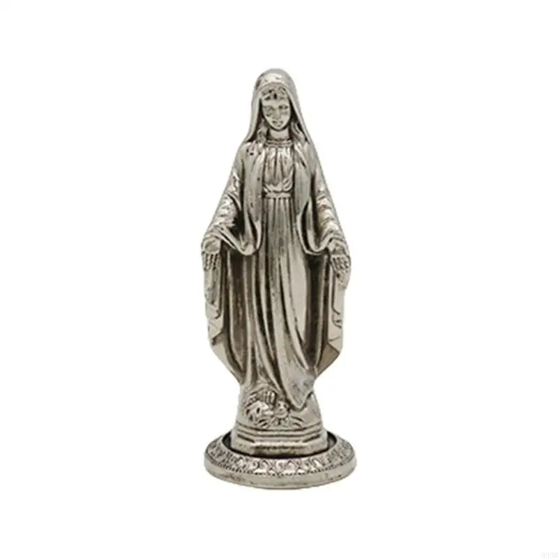 Q39B Vintage Antique Metal Standing Maria Figurine Catholic Miniature Statue Christian Religious Ornament for Tabletop Decors