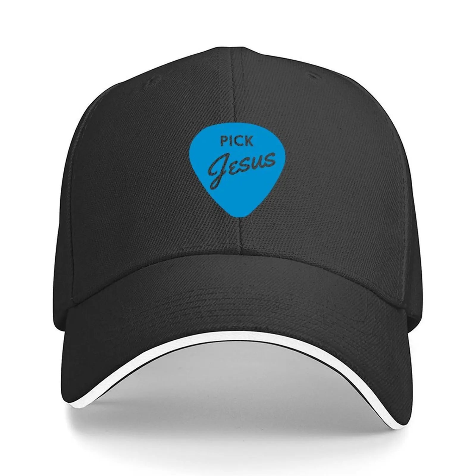 Pick Jesus, guitar pick, Christian Clothing Baseball Cap Golf Wear Luxury Cap Snap Back Hat Visor Mens Hats Women's