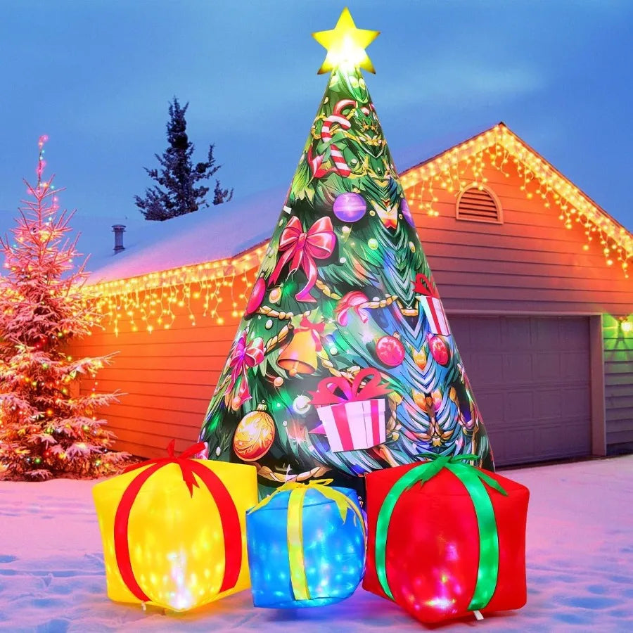 7.8 FT Pink Inflatable Christmas Tree Outdoor Decoration with Colorful Lights for Holiday Party Yard Lawn Indoor Garden Decorat