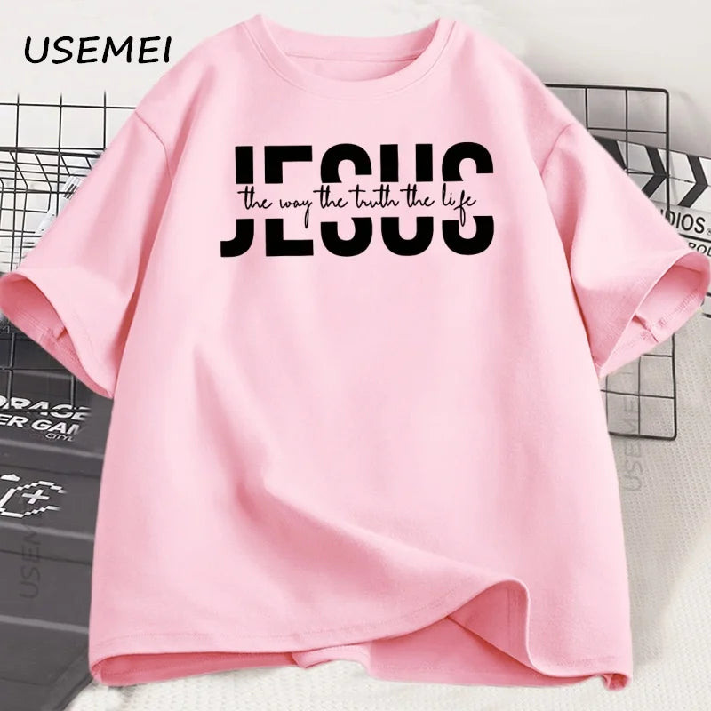 Jesus Religious T Shirt Christian Cotton T-shirt Casual Round Neck Cotton Short Sleeve Tshirt Men Women Printed Tees Clothing