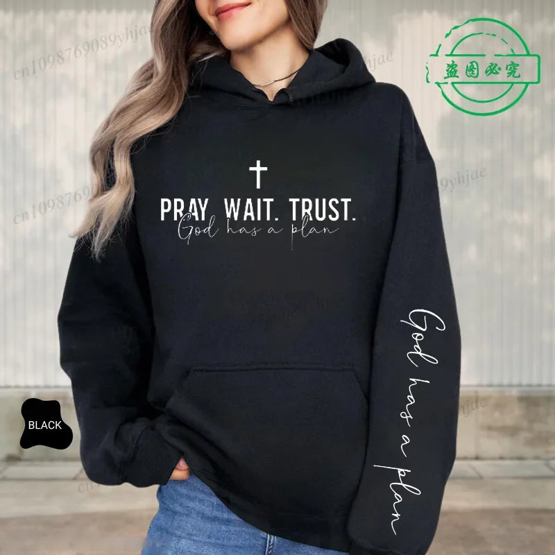 Trendy Christian Quote Print Sweatshirts Female Fashion All-Match Street Hoody Casual Hoodies Inspirational Pullover Clothing
