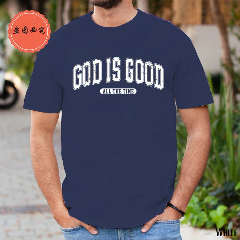 Retro Christian T-Shirt for Men Women Short Sleeve Funny T Shirt Tee Shirt God Is Good All The Time Fashion Summer Mens Clothing