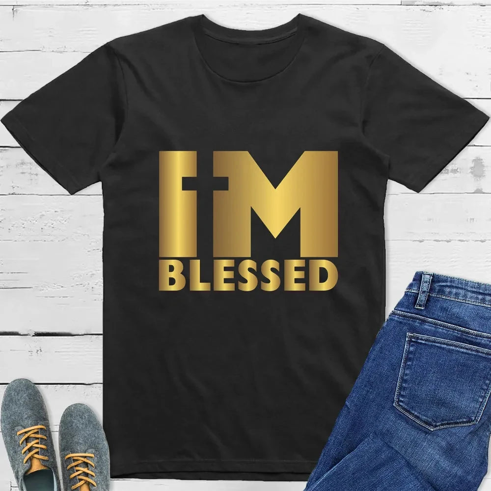 I'm Blessed Christian T-Shirt Men Women Short Sleeve Cotton Tees Luxury Brand Shirt Oversize Tops Summer Blouse Men's Clothing