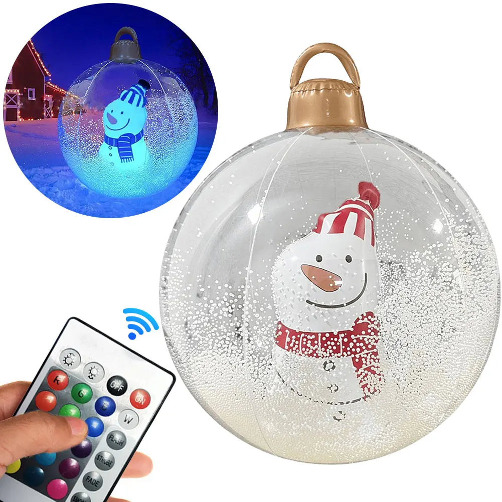 24 Inch Inflatable Christmas Balls Outdoor Christmas Decorations with Lights PVC Giant Inflatable Christmas Balls Holiday Decor