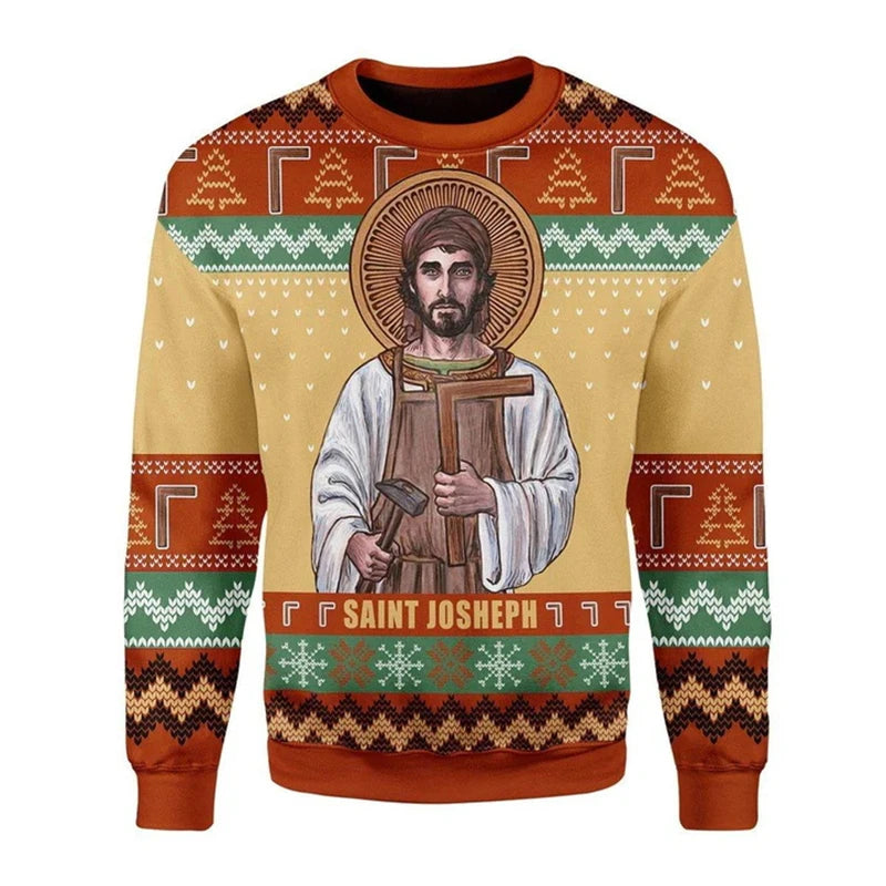 Eastern Orthodox Sweater Men 3D Print Jesus Pattern Unisex Sweatshirt Christian Cross Pullover Vintage Men Clothing Dropshipping