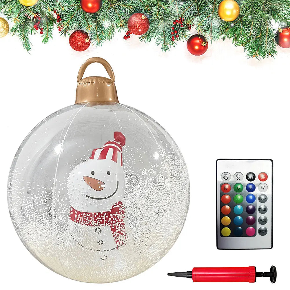 24 Inch Inflatable Christmas Balls Outdoor Christmas Decorations with Lights PVC Giant Inflatable Christmas Balls Holiday Decor