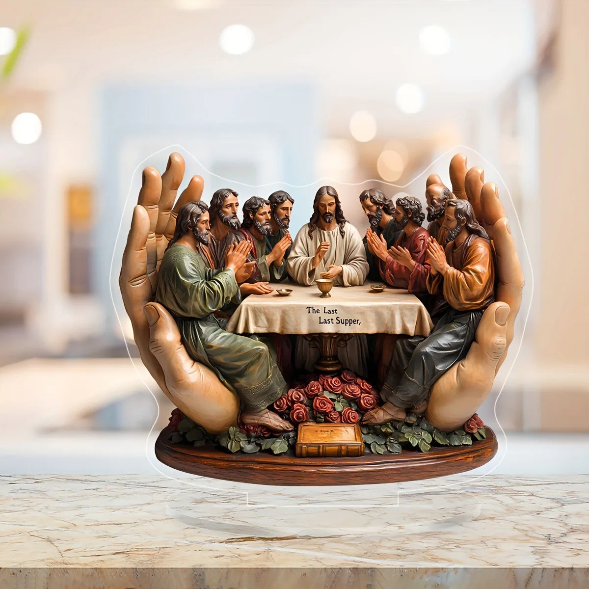 "2D The Last Supper Resin Sculpture - Christian Home Decor for Living Room, Office Desk, Meaningful Religious Gift (25cmx21cm)"