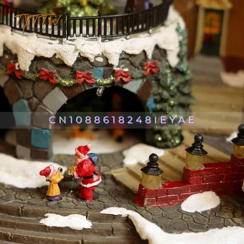 European Style Country Town Villa House Christmas Music Lighting Restaurant Atmosphere Scene Layout Decorations