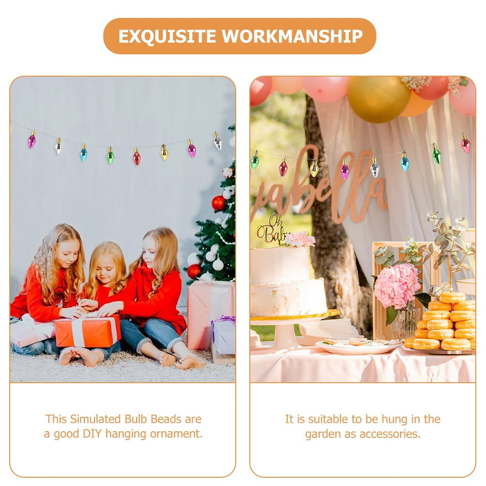 Christmas Fake Lights Bead Decoration for Mini Houses Gardens Trees Colorful Ornaments Plastic Bulbs Craft Supplies Miniatures