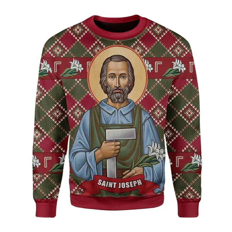 Eastern Orthodox Sweater Men 3D Print Jesus Pattern Unisex Sweatshirt Christian Cross Pullover Vintage Men Clothing Dropshipping