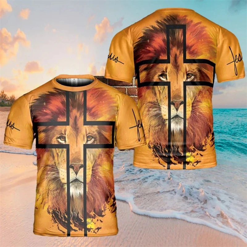 Y2k Men T-shirt 3d Print Jesus Tee Shirts Summer Men Clothing Christian Pattern Casual Sportswear Oversized Tees Gifts For Men