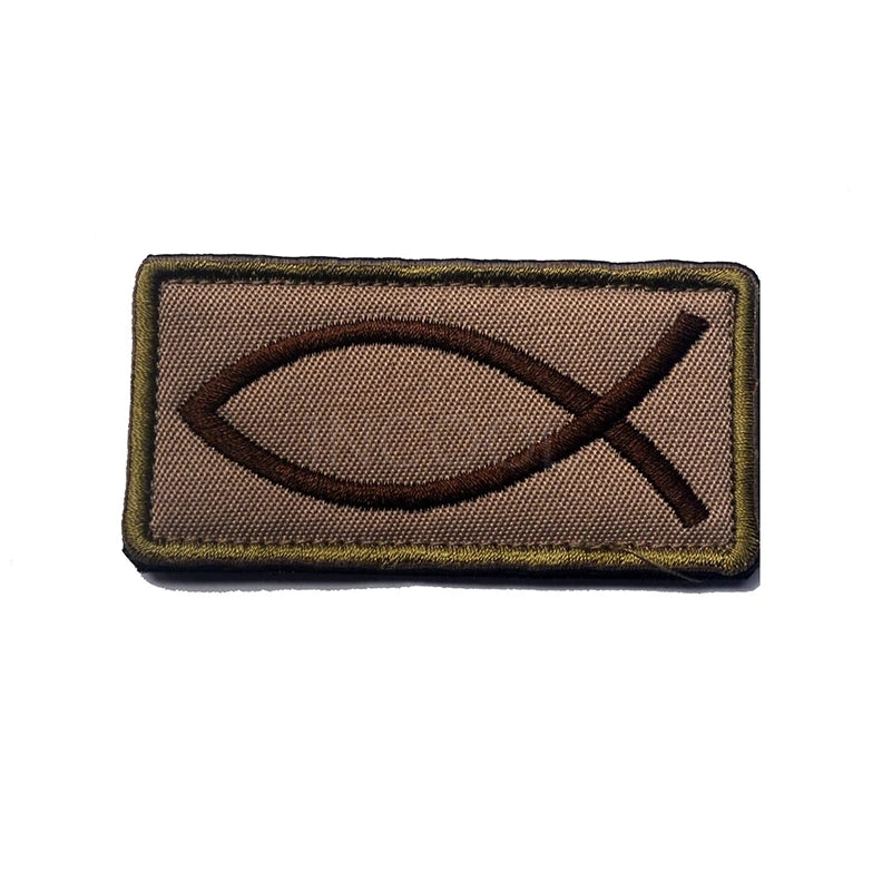 Jesus Fish Embroidery Patch Patches Christian Fish Symbol Appliques Embroidered Patches For Clothing Backpack Jacket