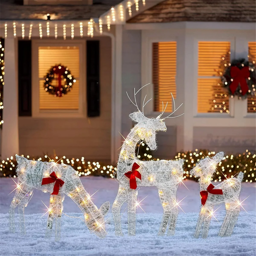 Christmas decorationLighted Christmas 2D Reindeers Outdoor DecorationsPre-Lit Light Up Xmas Rudolph & Santa Sleigh