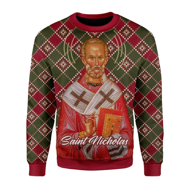 Eastern Orthodox Sweater Men 3D Print Jesus Pattern Unisex Sweatshirt Christian Cross Pullover Vintage Men Clothing Dropshipping