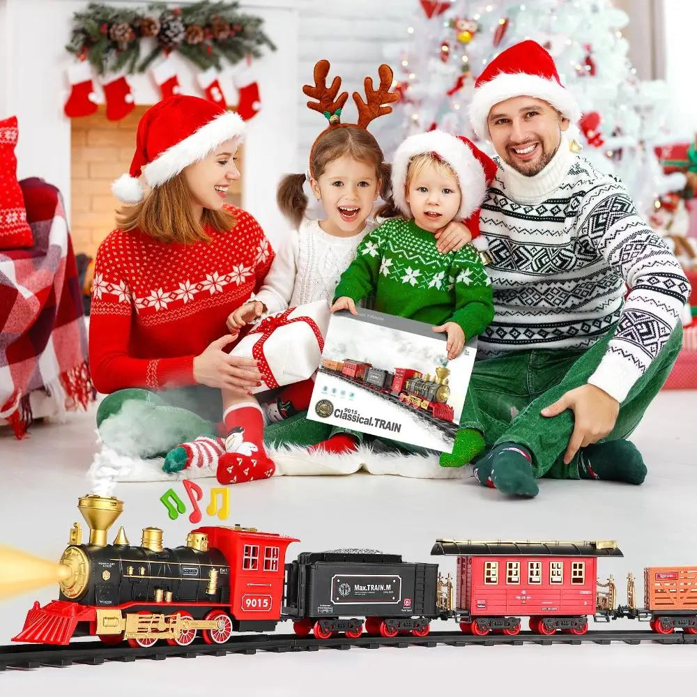 Christmas Train Set with Steam, Light and Sounds,Toy Train Set for Under Christmas Tree,Model Trains for Kids Xmas Birthday Gift