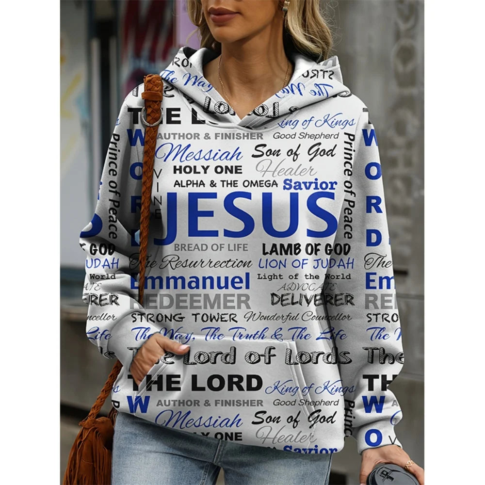 Jesus Christian Hoodies Women Fashion Hoodie Letter Print Sweats Harajuku Coats Women Sweatshirt Gym Pullovers Women's Clothing