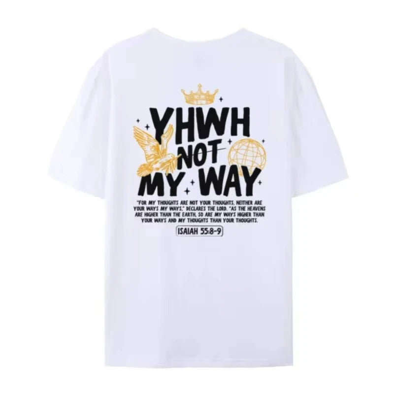YHWH Back Print Bible Verse Graphic Tees Loose Streetwear Vintage T-Shirt God Faith T Shirt Cotton Women Men Christian Clothing