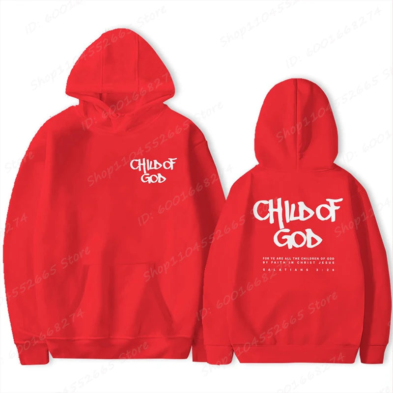 I Am A God Child Letter Print Hoodies Christian God Sweatshirts Hooded Pullover Pray The Lord Sweatshirt Women's Clothing