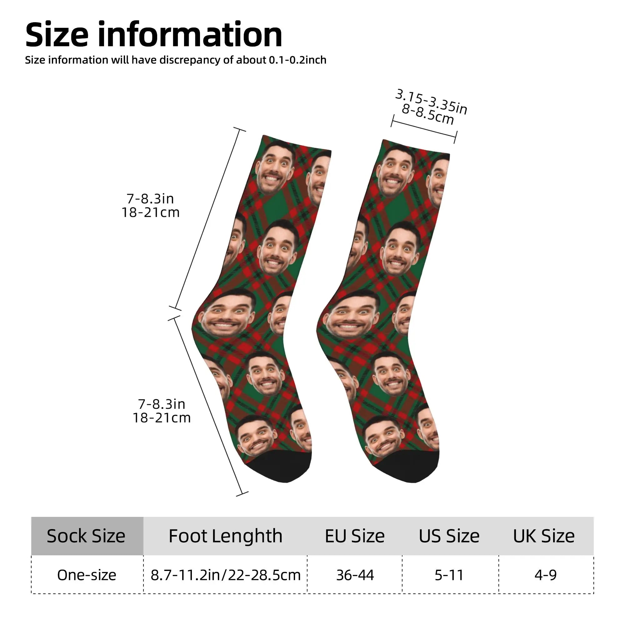 Personalized Christmas Gift Socks Custom Face Xmas Elements Stars Lights Red Unique for Friends Couple Family