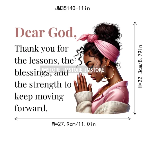 Christian Black Woman Positive Affirmation Bible Praying Blessed Iron on DTF Transfers Stickers Ready to Press for Clothing Bags