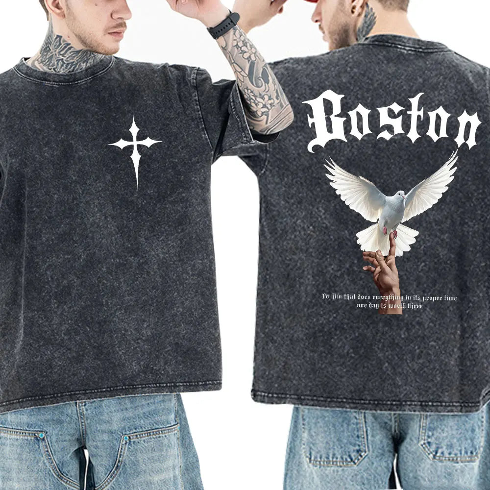 Christian Jesus Faith Bible Verse Washed T-shirts Men Women Clothing Fashion Vintage Oversized T Shirts Casual Cotton T-shirt