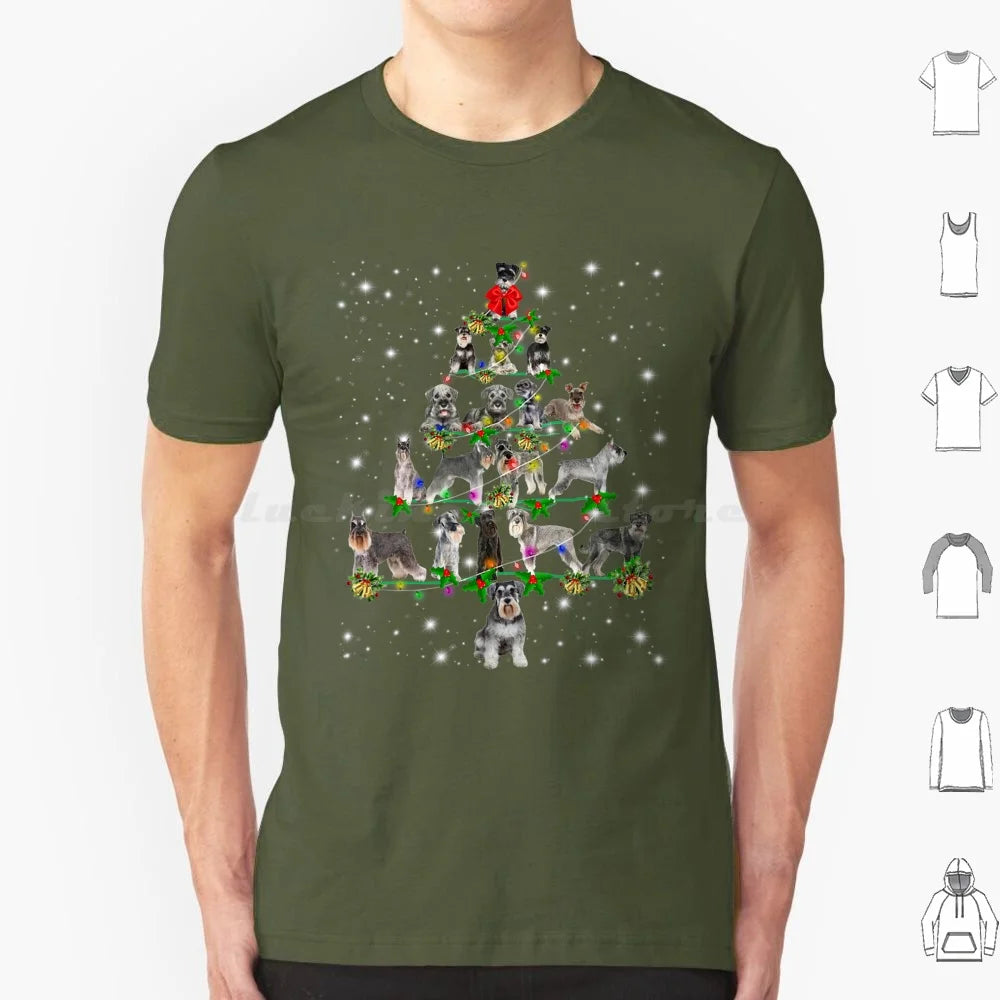 Schnauzer Christmas Tree Lights Funny Lover Dog T Shirt 6xl Cotton Cool Tee Christmas Xmas Funny Christmas Funny Xmas Christmas