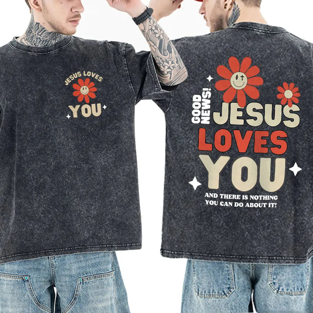 Christian Jesus Faith Bible Verse Washed T-shirts Men Women Clothing Fashion Vintage Oversized T Shirts Casual Cotton T-shirt