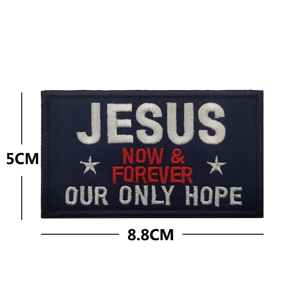 Jesus Fish Embroidered Patches God Christian Cross Sign Strip Embroidery Shoulder Appliqued Hook Loop Chevron For Clothing Cap