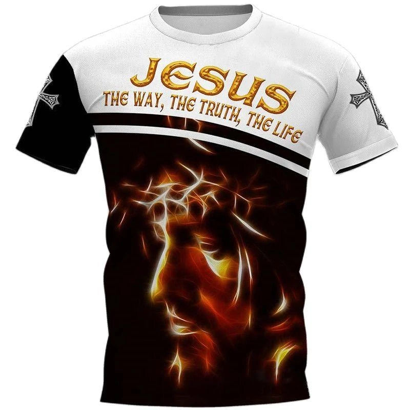 Christian Jesus Graphic T-shirt Men Women Clothing O-neck Short Sleeve T Shirts 3D Print Savior Casual Fashion Streetwear Tees