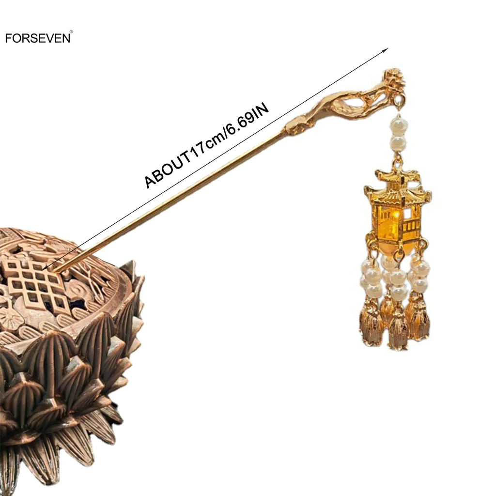 Retro Chinese Style Hair Sticks Forks with Led Light Women Girls Halloween/Christmas Costume Party Hairpins Hair Jewelry Decor