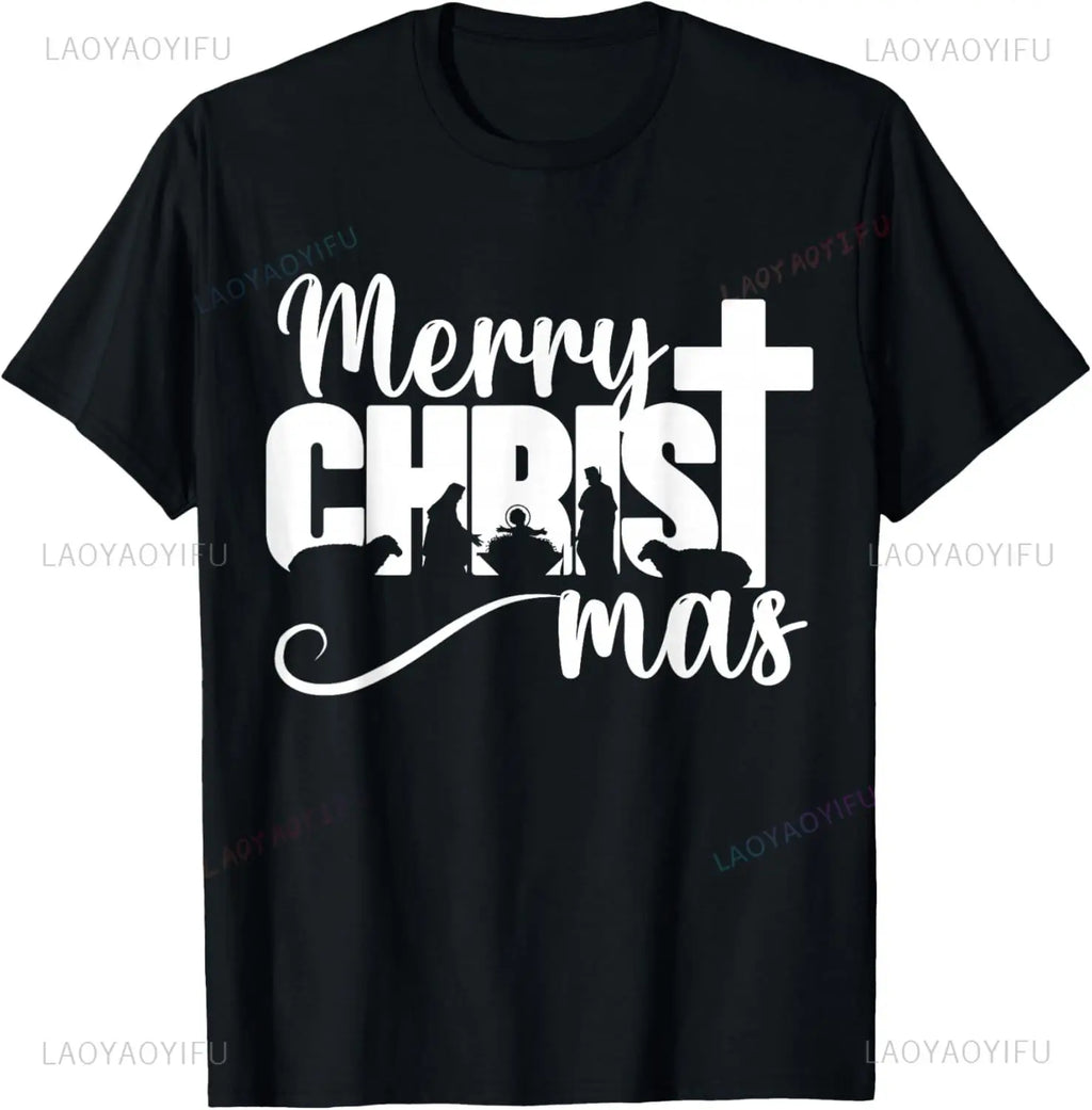 Merry Christ Mas Christian Christmas Jesus Christmas Family T-Shirt Personalized Clothing Mens T Shirt Camiseta Hombre