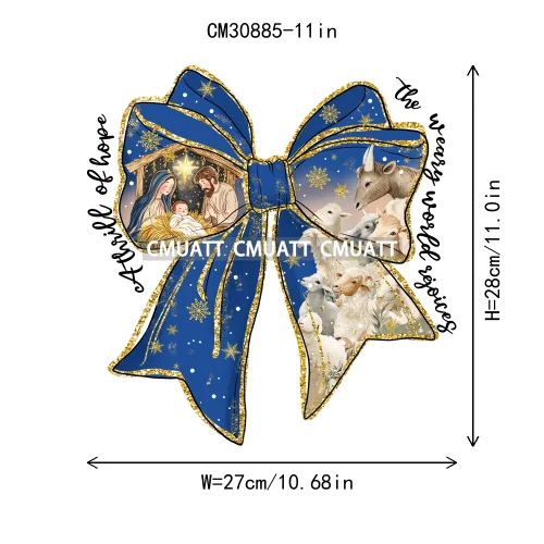 Coquette Jesus Glory To God In The Highest Christian Merry And Bright Christmas DTF Heat Transfer Stickers Iron On For Clothing