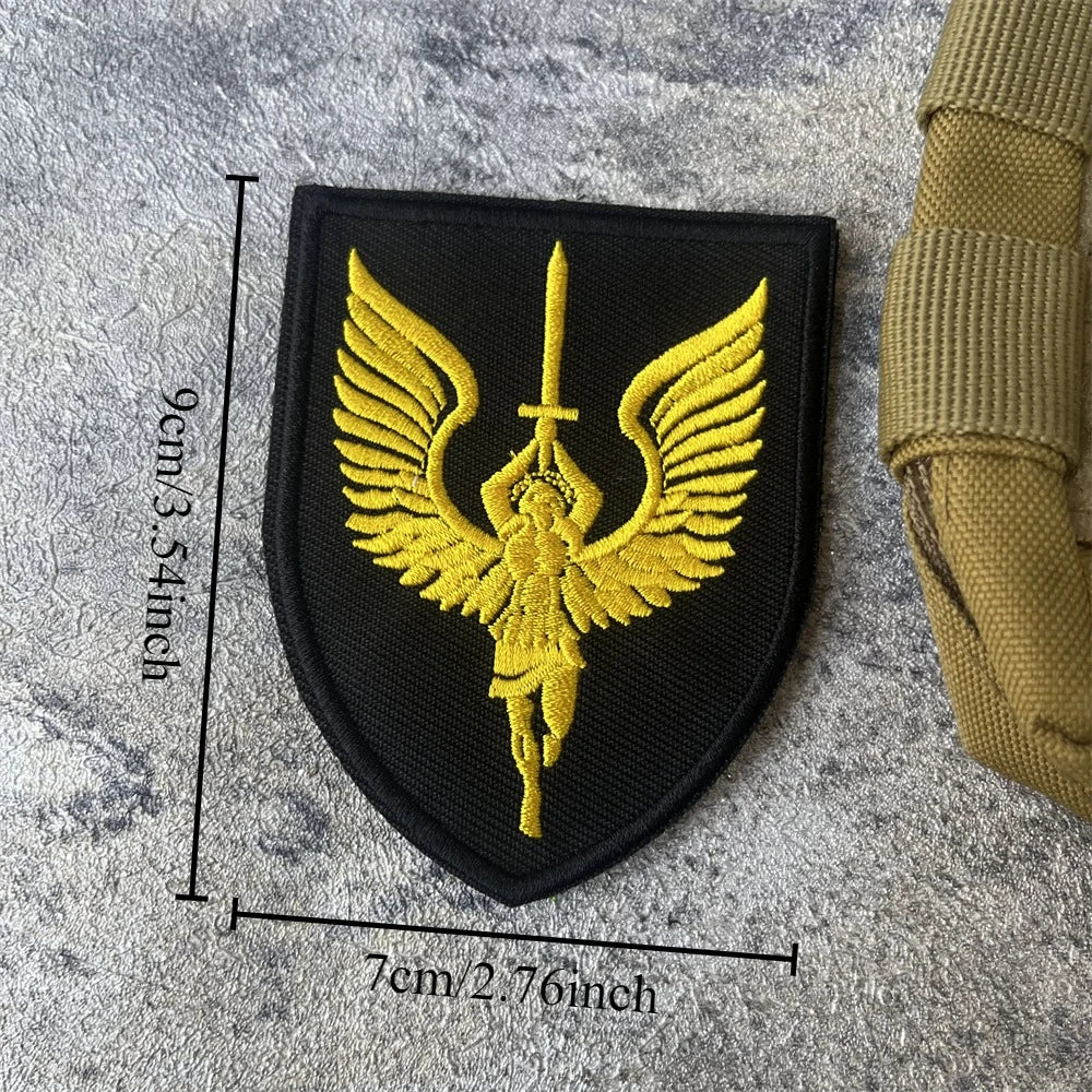 Archangel Michael Tactical Morale Emblem Christian Angel Wings Sword Embroidery Hook Loop Patches for Clothing Backpack Sticker