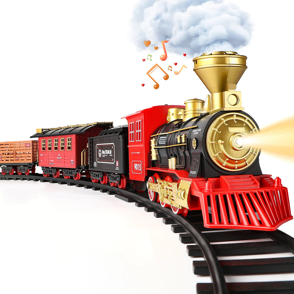 Christmas Train Set with Steam, Light and Sounds,Toy Train Set for Under Christmas Tree,Model Trains for Kids Xmas Birthday Gift
