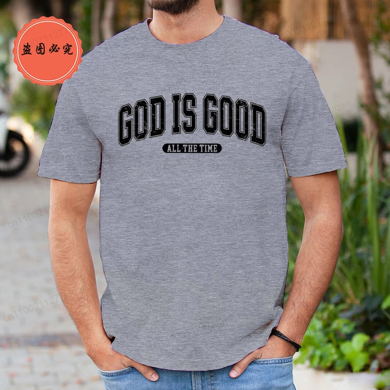 Retro Christian T-Shirt for Men Women Short Sleeve Funny T Shirt Tee Shirt God Is Good All The Time Fashion Summer Mens Clothing