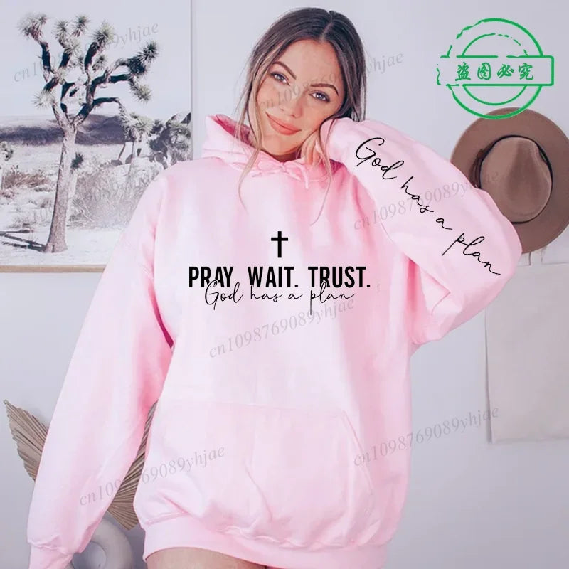 Trendy Christian Quote Print Sweatshirts Female Fashion All-Match Street Hoody Casual Hoodies Inspirational Pullover Clothing