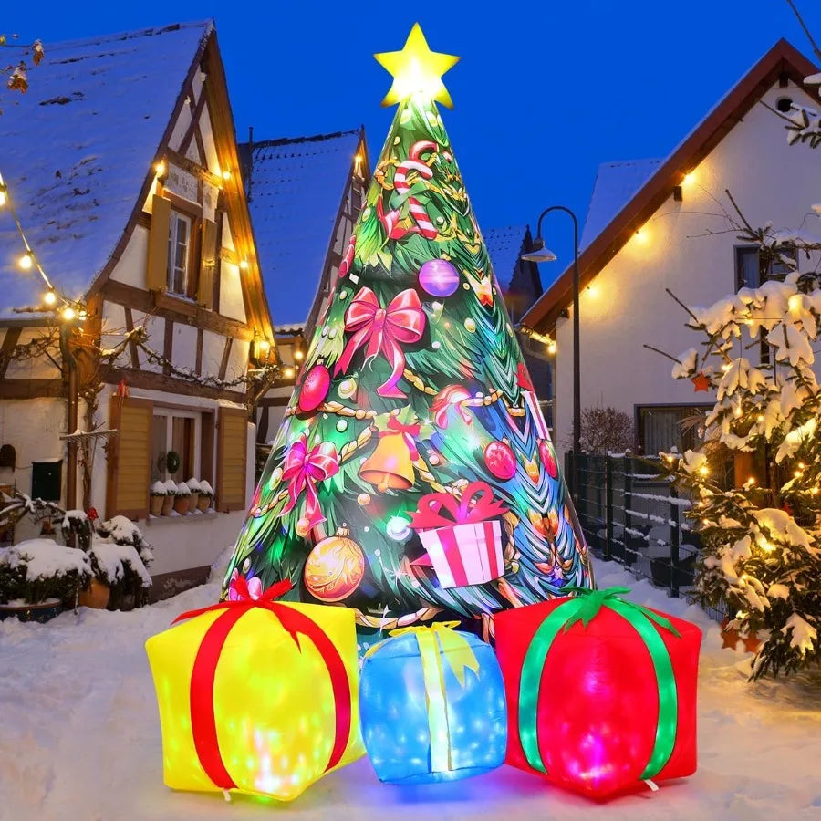 7.8 FT Pink Inflatable Christmas Tree Outdoor Decoration with Colorful Lights for Holiday Party Yard Lawn Indoor Garden Decorat