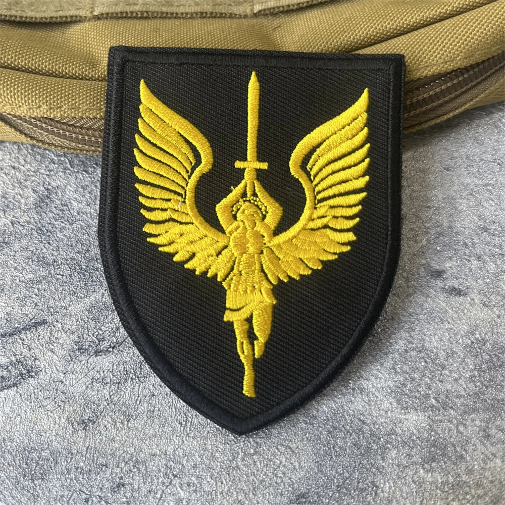 Archangel Michael Tactical Morale Emblem Christian Angel Wings Sword Embroidery Hook Loop Patches for Clothing Backpack Sticker