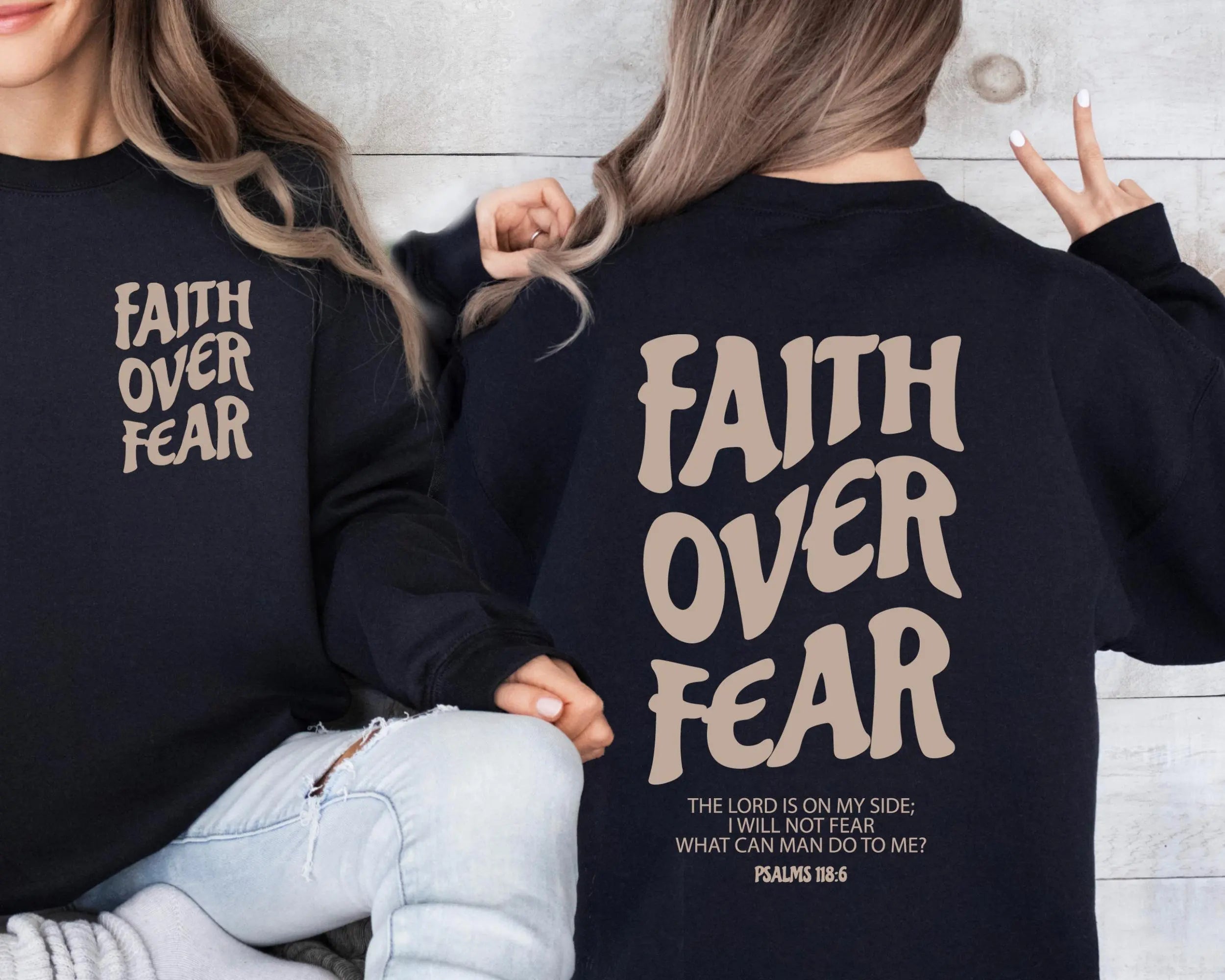 Faith Over Fear Christian Sweatshirt Hoodie Men's and Women's Round Neck Sweatshirts Y2k Tops Autumn Pullover Women Clothing