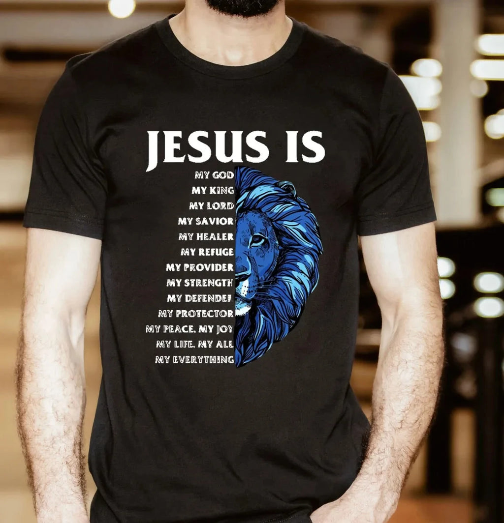 Jesus Is My God Christian T-Shirt Men's and Women's Short Sleeve Cotton Tees Y2k Shirt Men Clothing Summer Blouse Oversize Tops